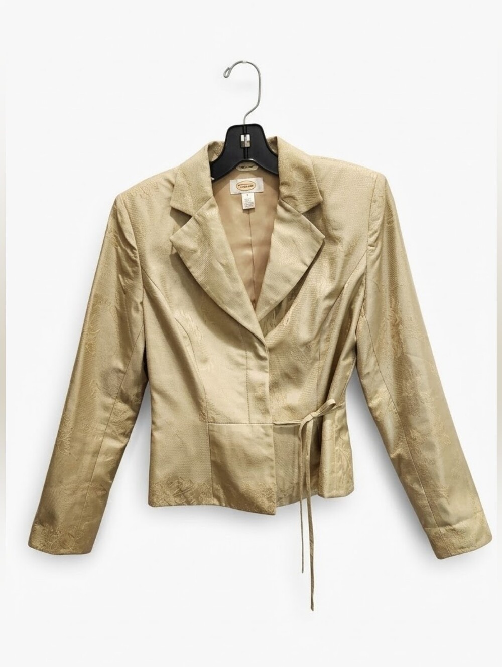 Talbots Pure Silk Side-Tie Wrap Blazer in Champagne Gold Size 4